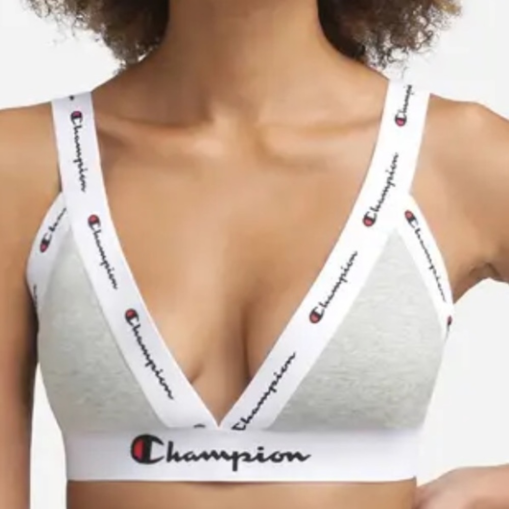 Champion Cotton Triangle Bralette with Logo Print